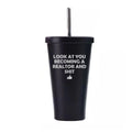 16 oz Stainless Steel Double Wall Insulated Tumbler Travel Mug with Straw Z435116