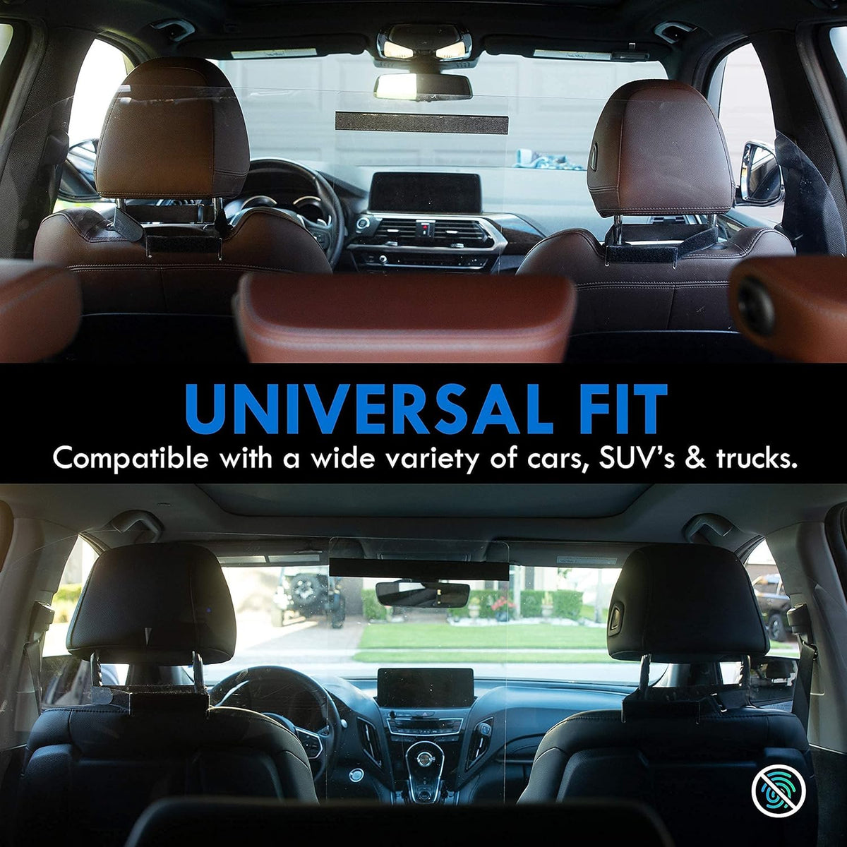 Adjustable Plexiglass Car Sneeze Guard Barrier with Microfiber Cloth V216