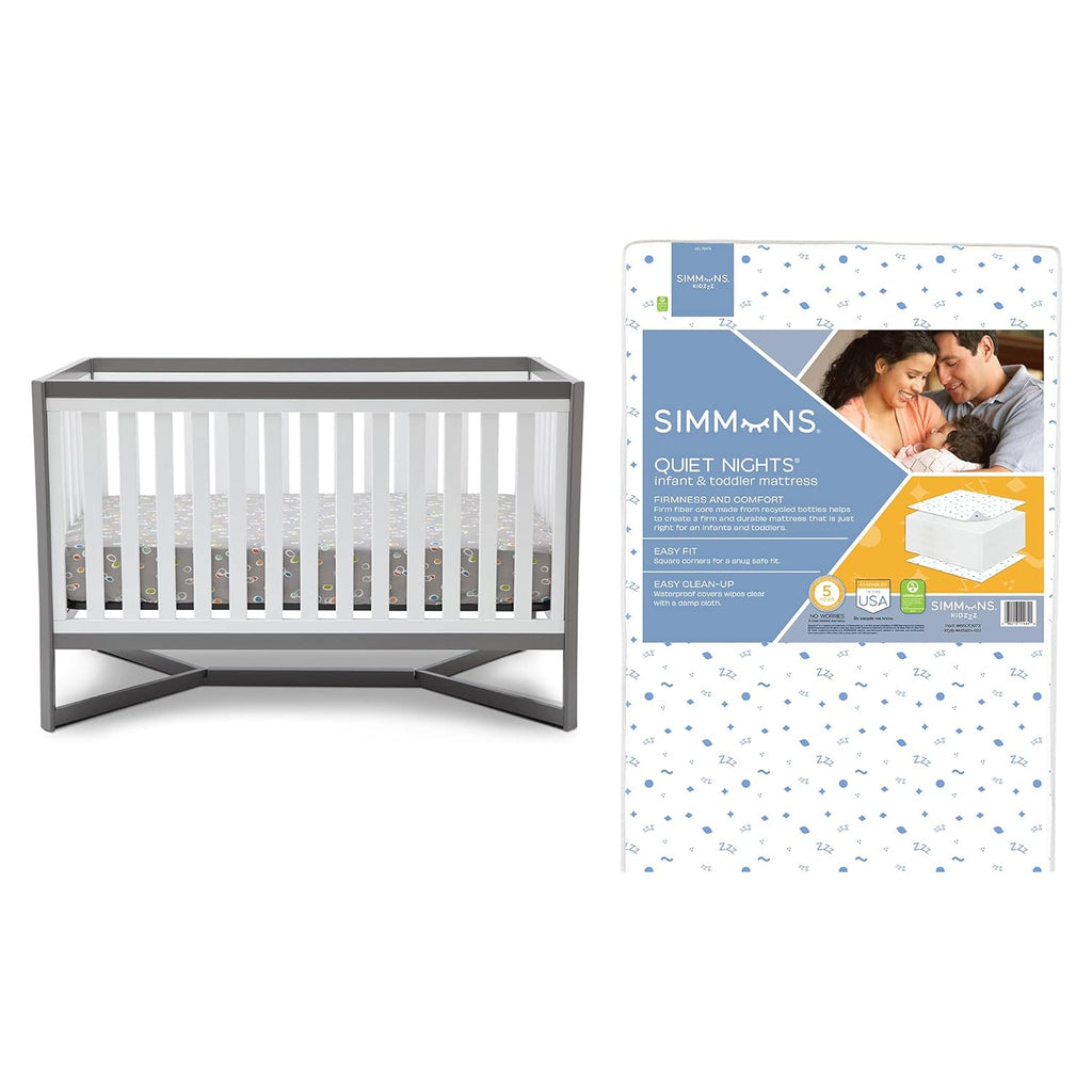 4-in-1 Convertible Crib, White/Grey Q101143