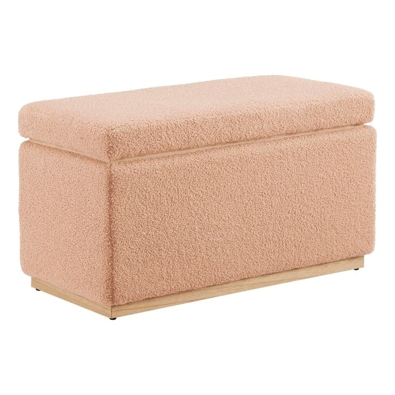 Tan Rectangle Sherpa Storage Ottoman D1526