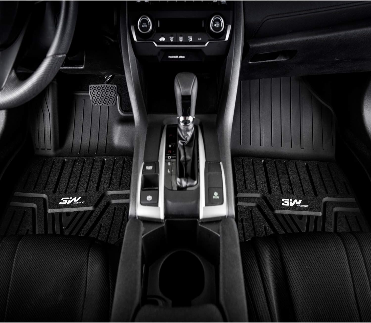 Black All Weather Heavy Duty TPE Car Floor Mats 2 Rows O4459