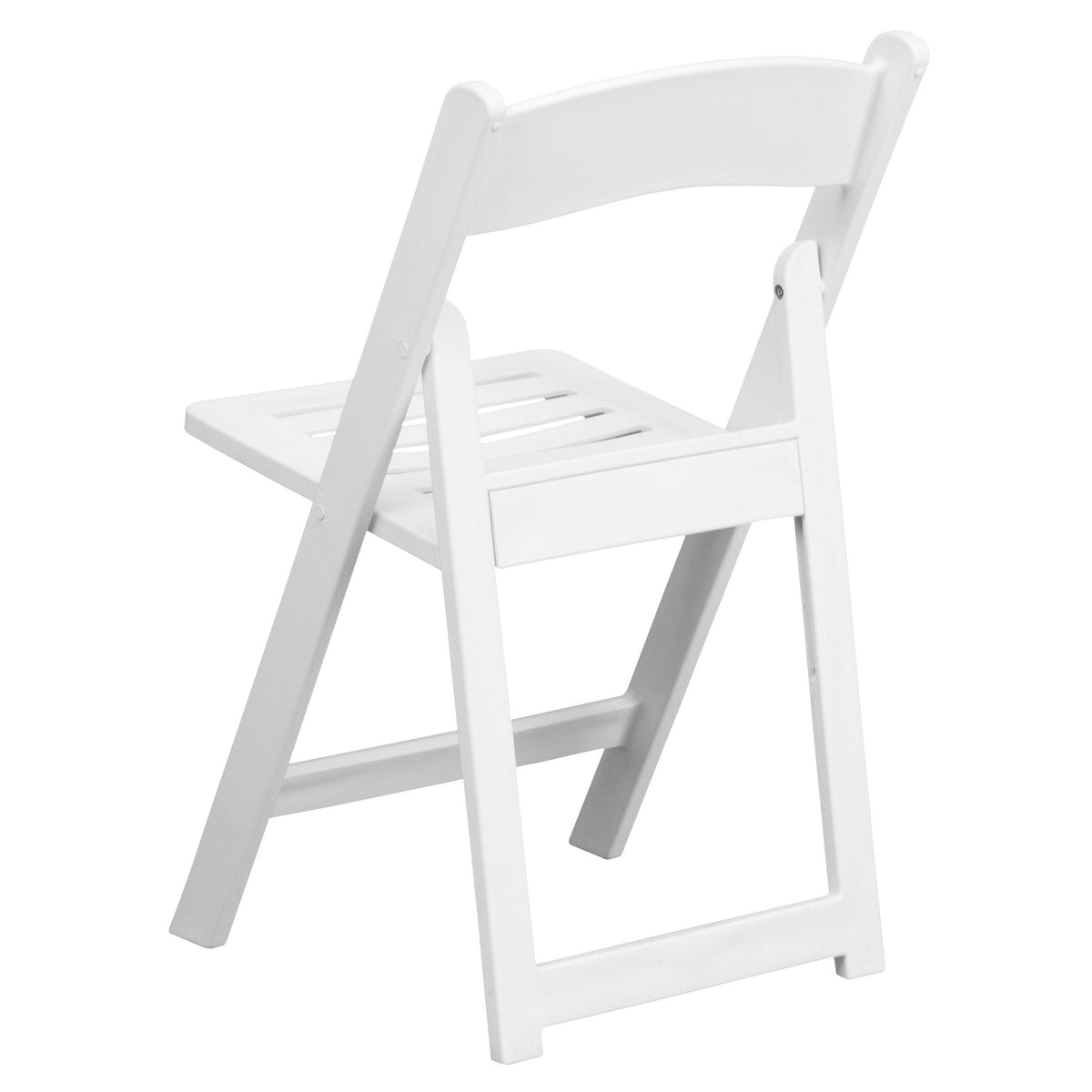 White Resin Folding Chair with Slatted Seat A6176
