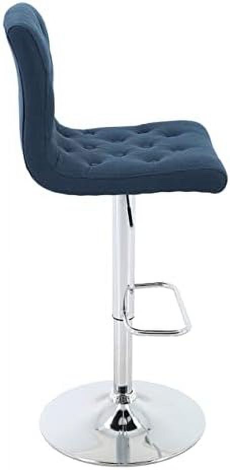 Tufted Fabric Adjustable Swivel Counter Height Barstool with Back (Blue Gold Base) S401