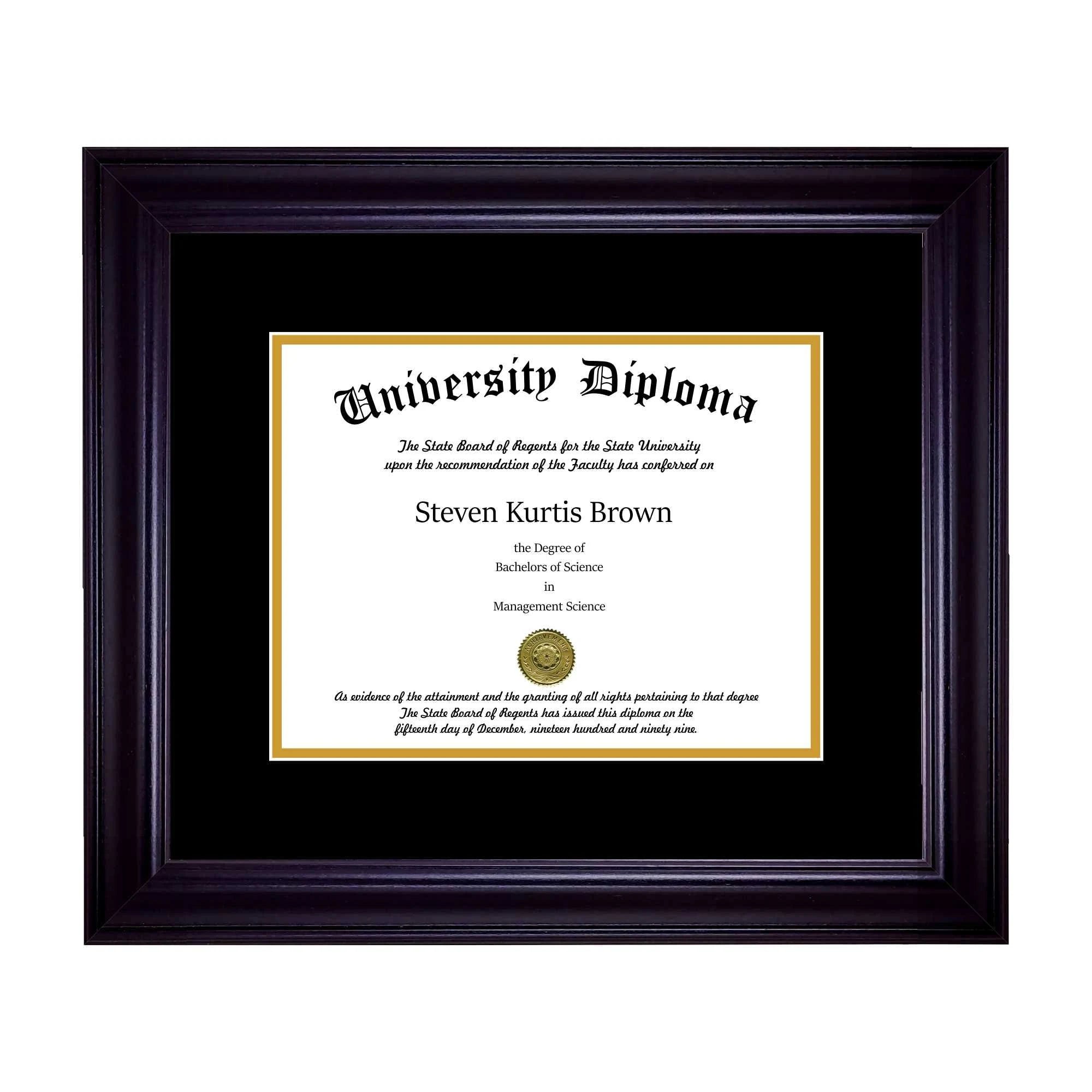 Single Diploma Frame with Double Matting for 17x22 x 14x22 Tall Diploma with Black 2x22 Frame P896071