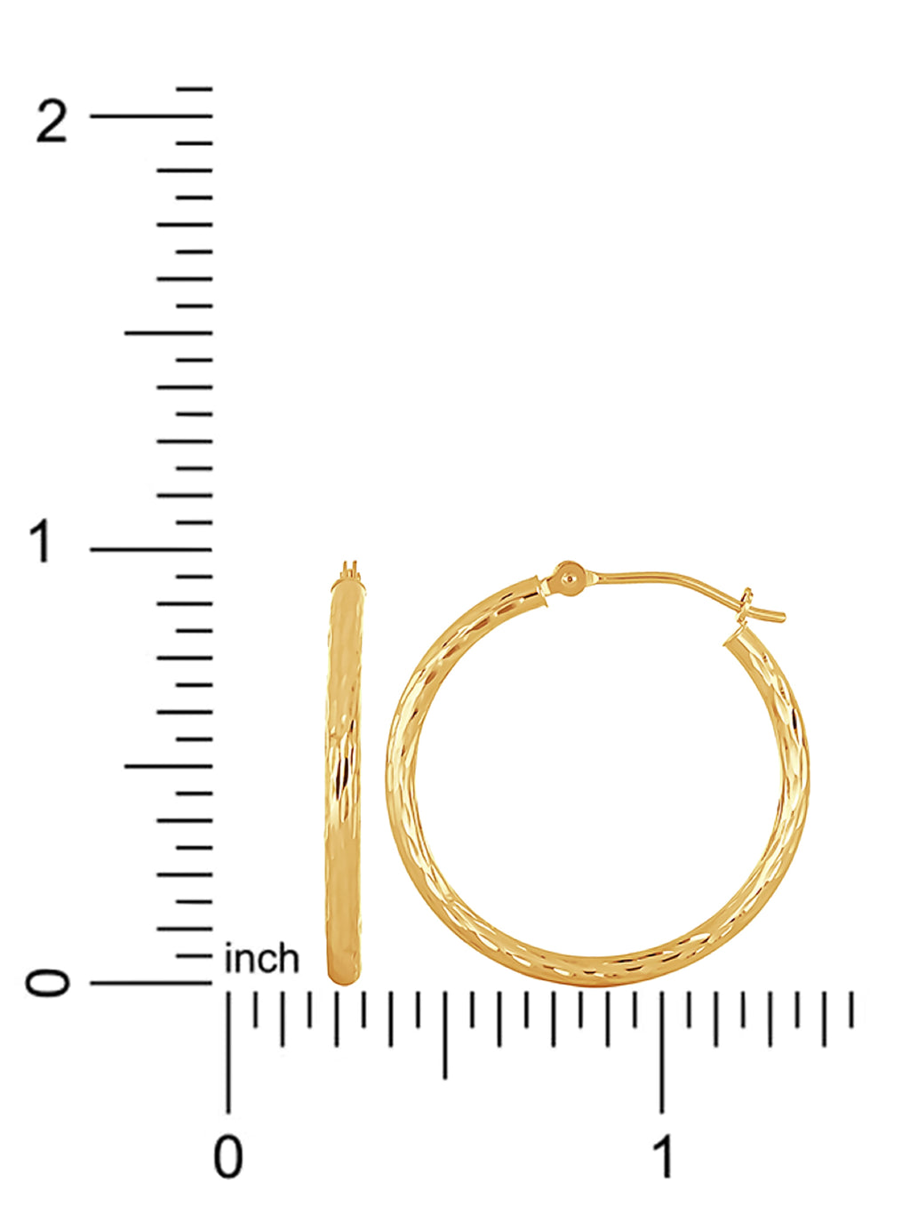 14K Yellow Gold Diamond Cut Tube Hoop Earrings Y7432