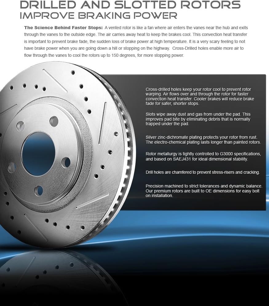 Premium D/S 4 Lug Brake Disc Rotors + Ceramic Brake Pads + Hardware D198591