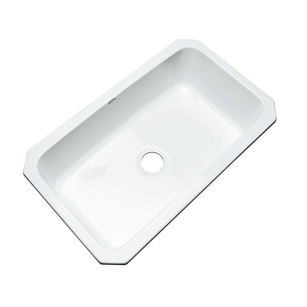 White 33 inch Single Bowl Undermount Kitchen Sink G372