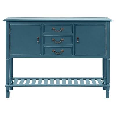 Blue 3 Drawer Console Table with 2 Cabinets and 1 Shelf K512