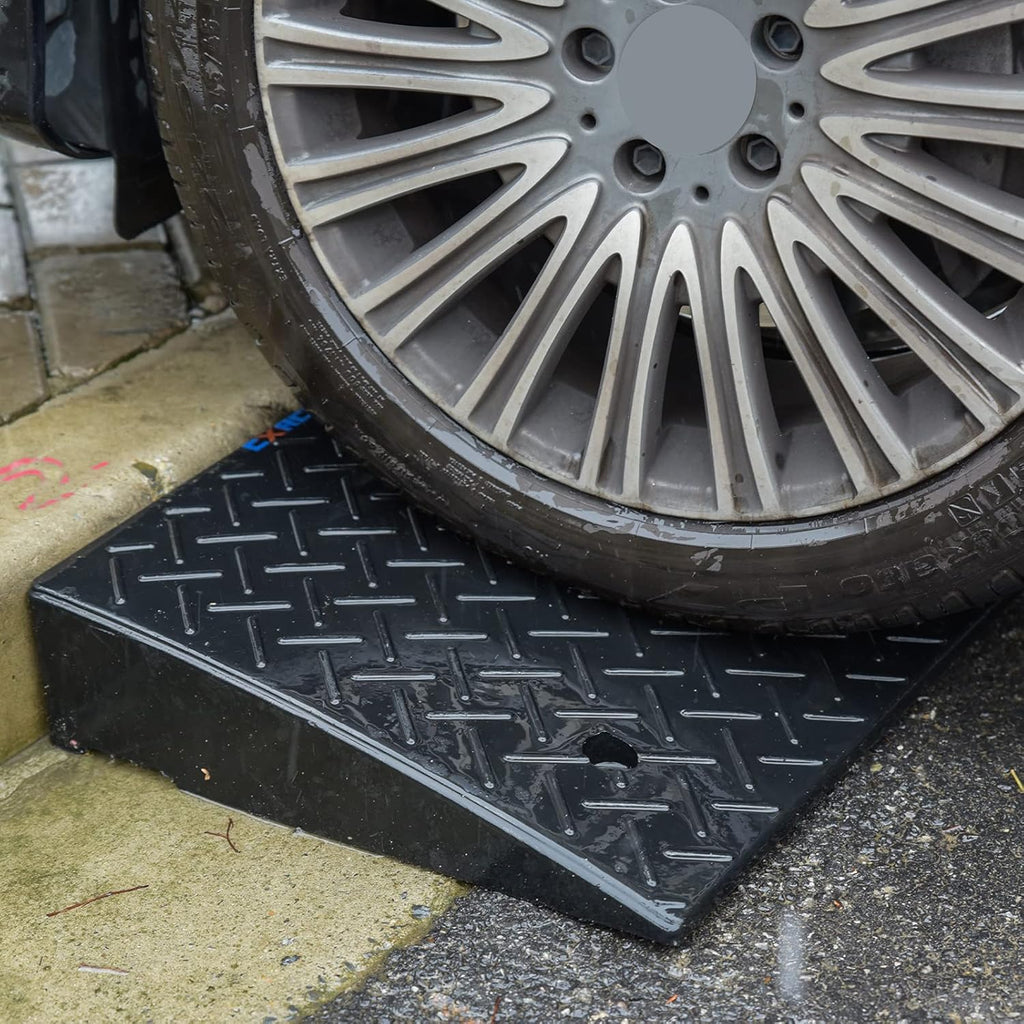 Rubber Curb Ramp 5.3" Rise 2 Pack Black Threshold Ramps with 4 Expansion Bolts N9368