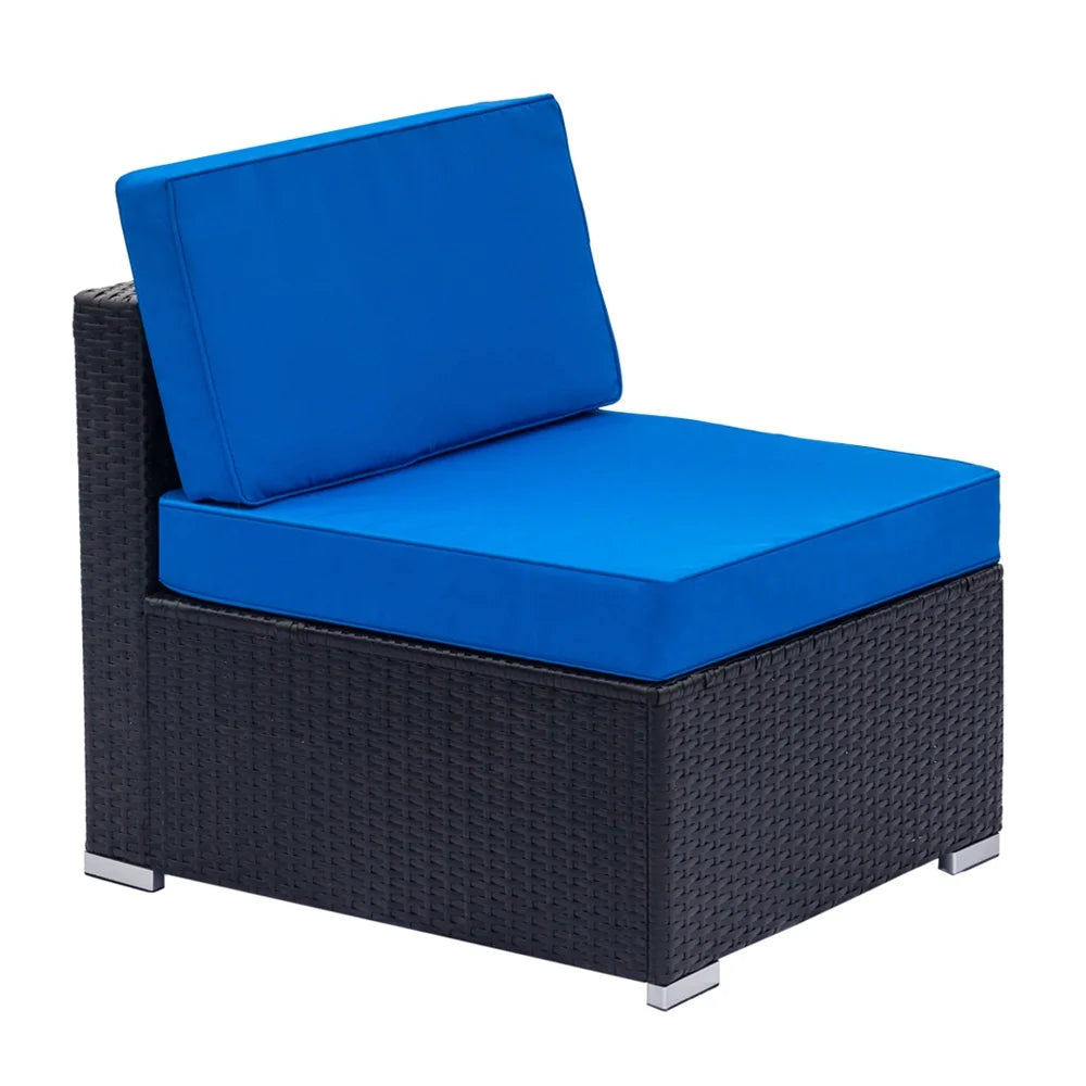 Black Embossed Woven Rattan Sofa Set with 2 Middle Sofas, 4 Single Sofas, 1 Coffee Table Z984