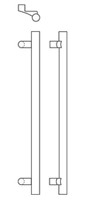 Polished Stainless Steel Post Mount Offset Pull Flat Ends 1-1/2x22 Diam. 8x22 CtC 12x22 L Overall A2049