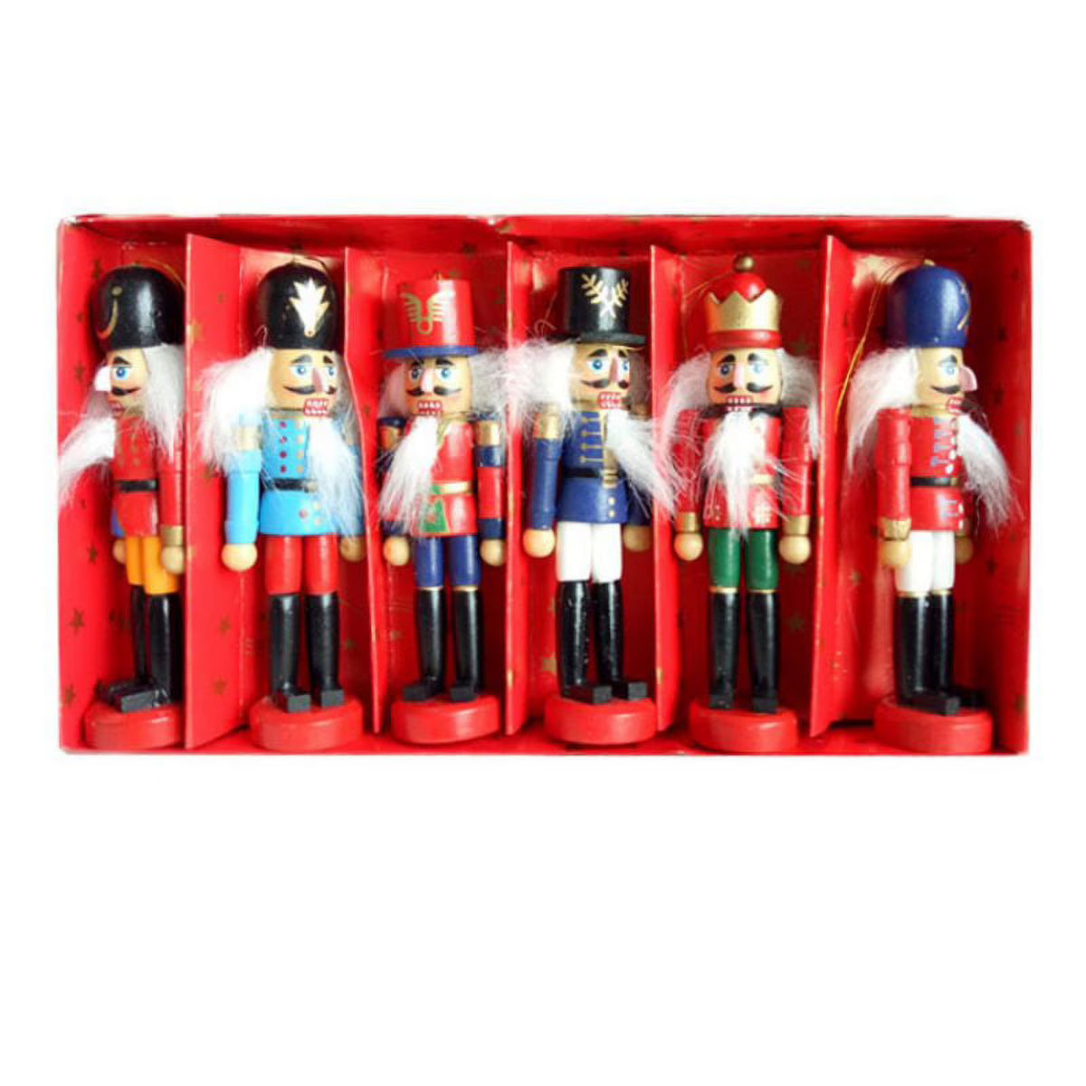 Wooden Nutcracker Puppet Doll Toys, 6 Pieces Q674570
