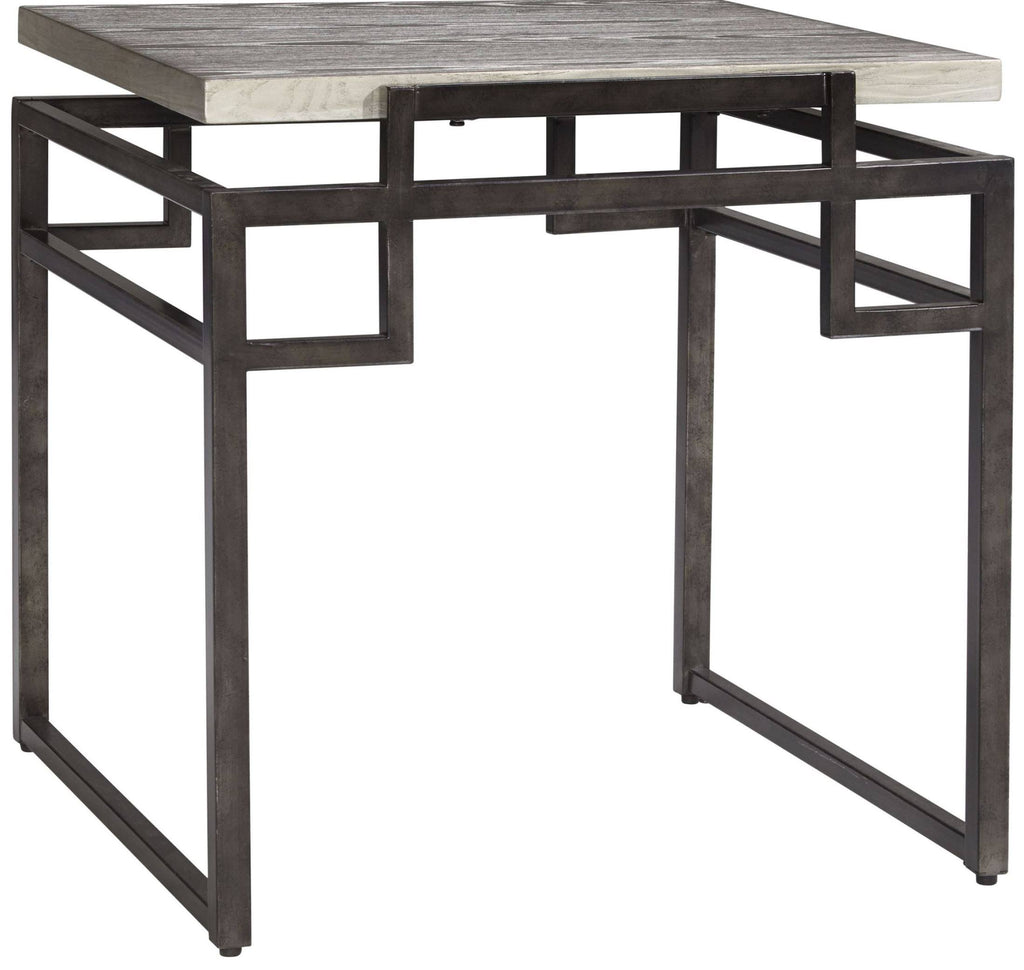 Silver/Black Square End Table W29304