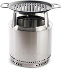 Portable Smokeless Fire Pit with Stand, Grill & Hub, Stainless Steel/Cast Iron W1948