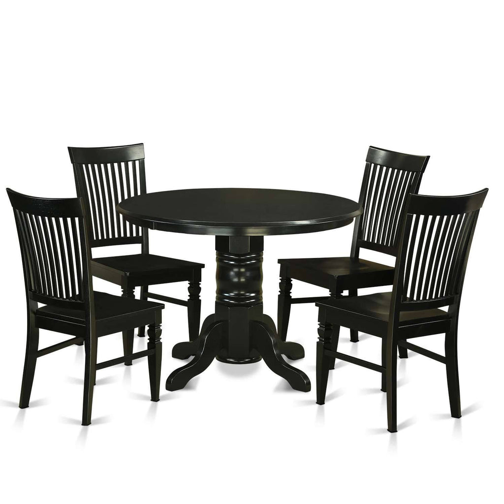 5-Piece Wood Table and Dinette Chair Set in Black B470