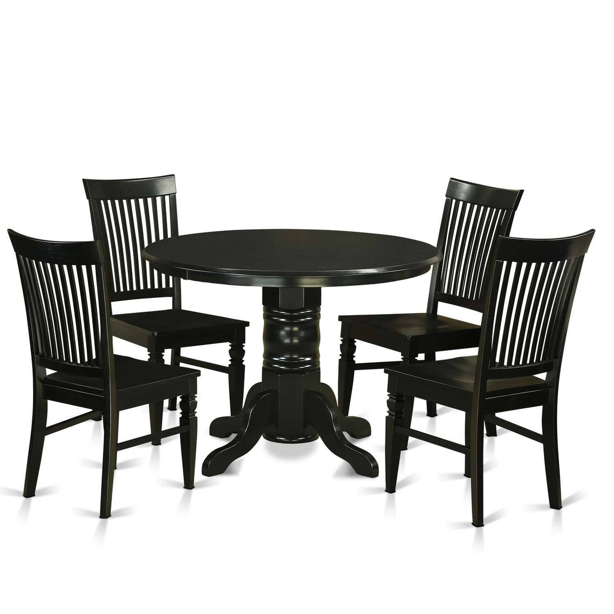 5-Piece Wood Table and Dinette Chair Set in Black B470