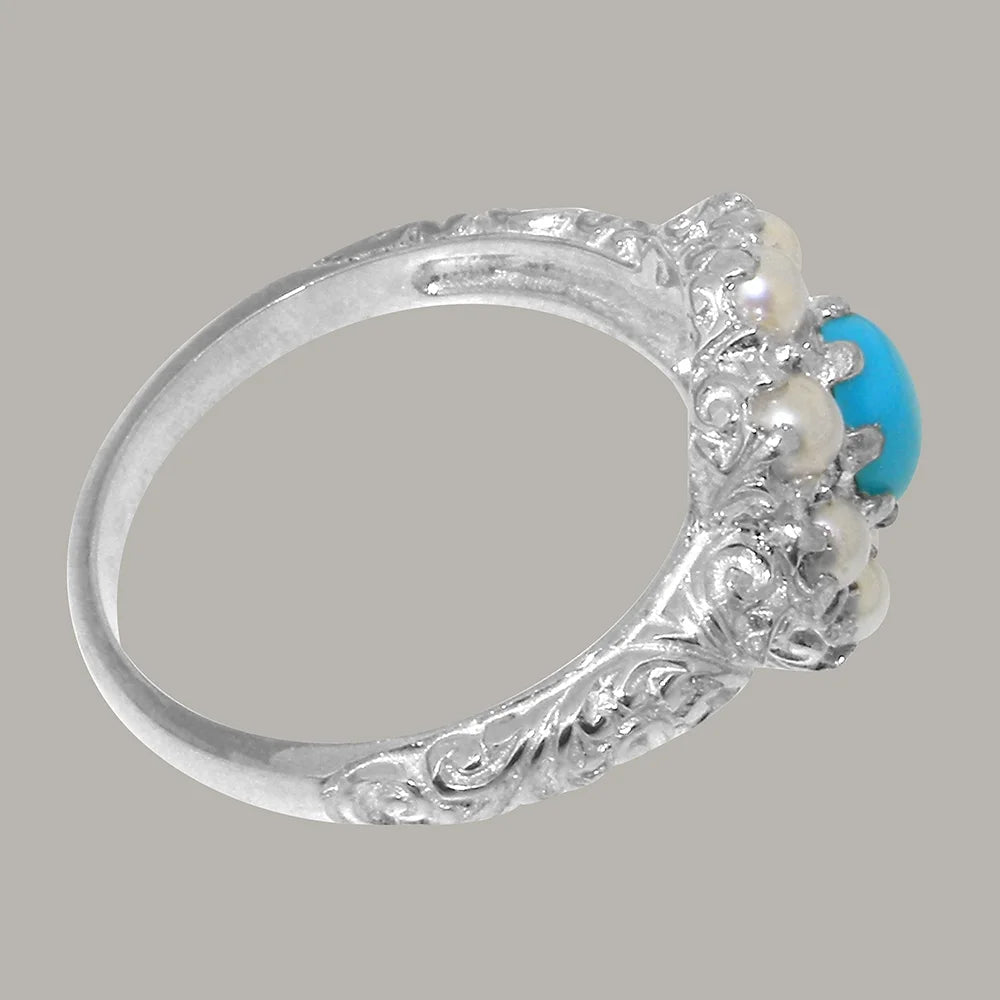 Sterling Silver Turquoise Cultured Pearl Ring H3721