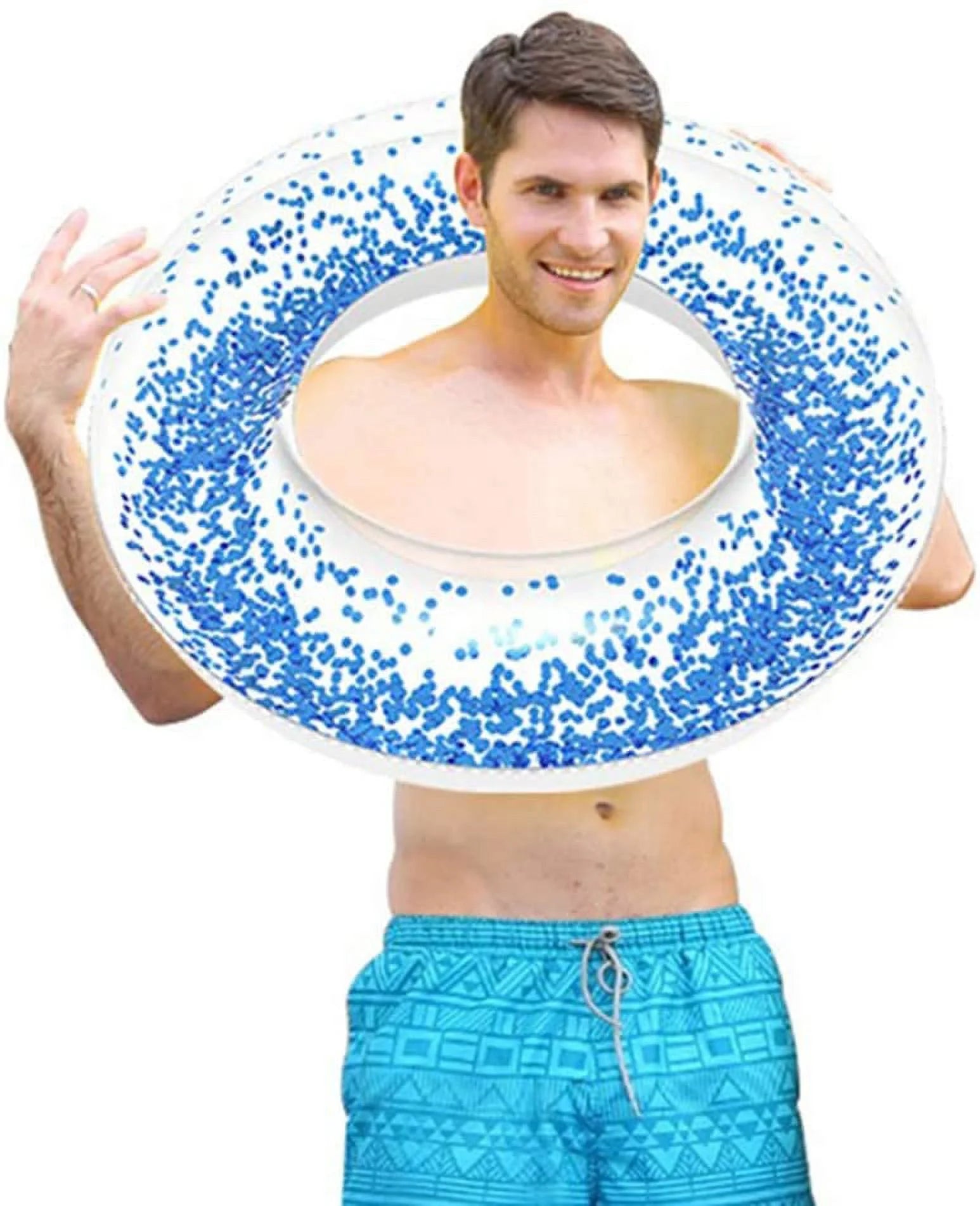 Clear Glitter Inflatable Swimming Ring Pool Float K931441