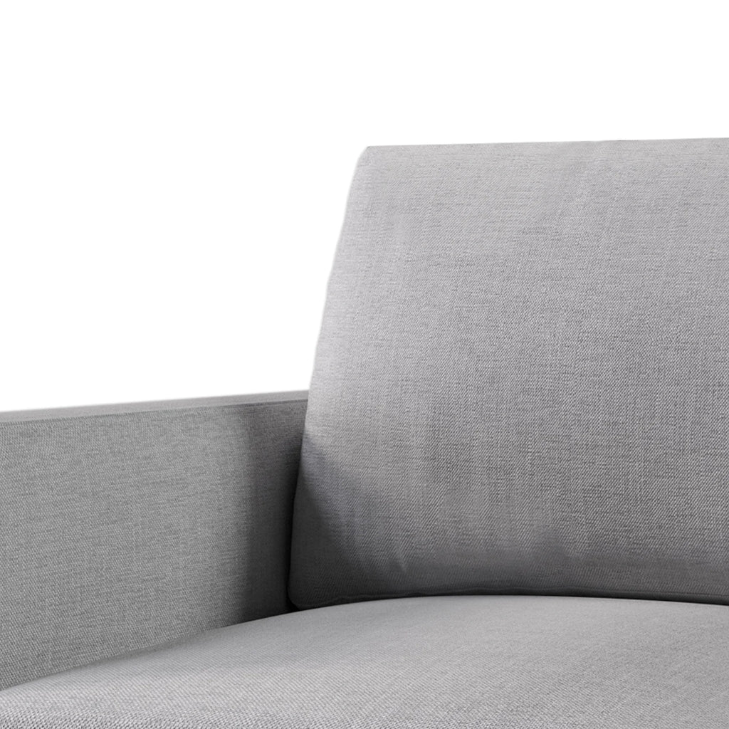 Light Gray Linen Armchair with Wooden Legs X762