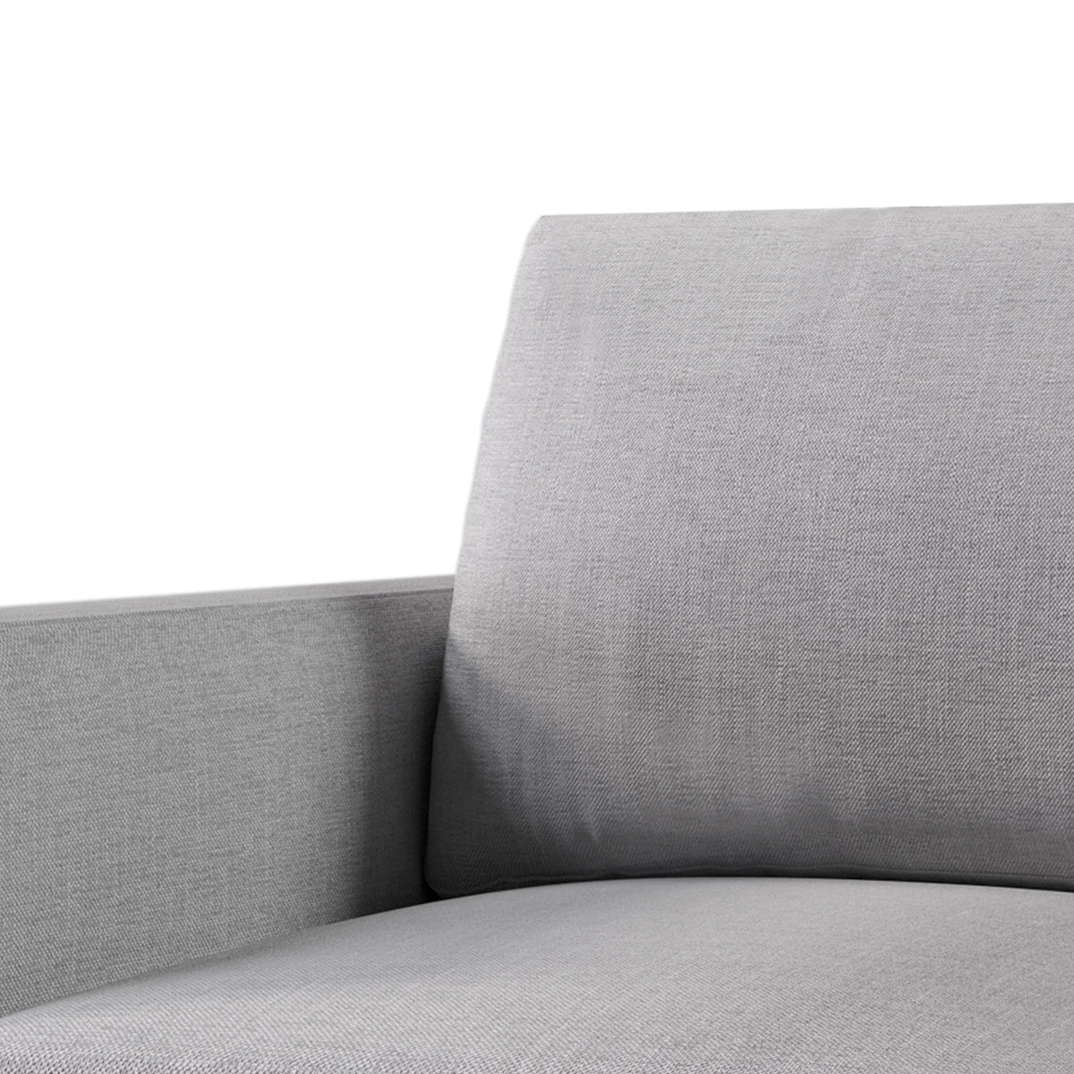 Light Gray Linen Armchair with Wooden Legs X762
