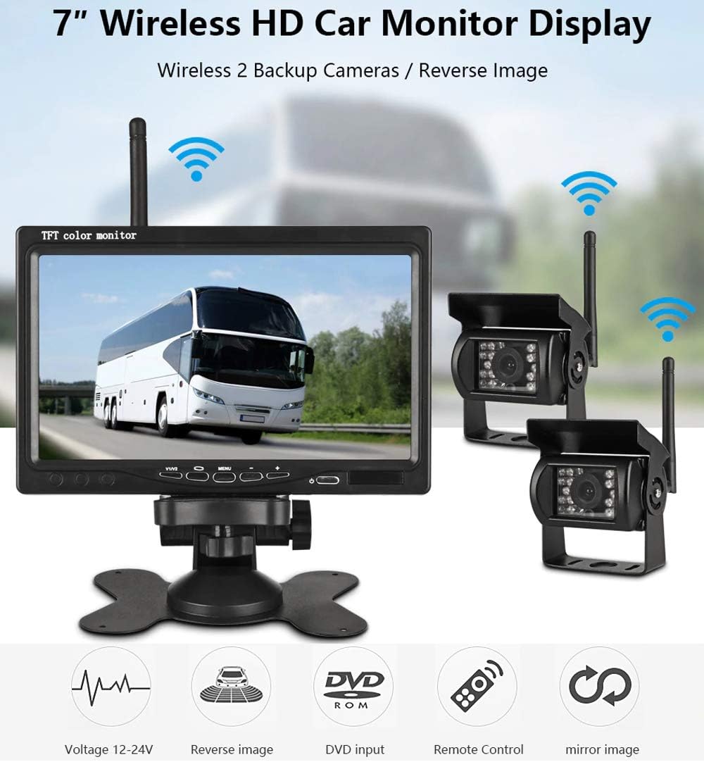 2pcs Wireless Vehicle Backup Cameras Plus 7 Monitor System N653156