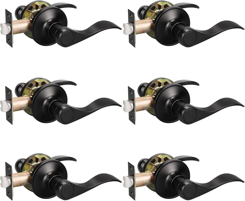 3 Pack Matte Black Passage Door Lever Handle Set B7014