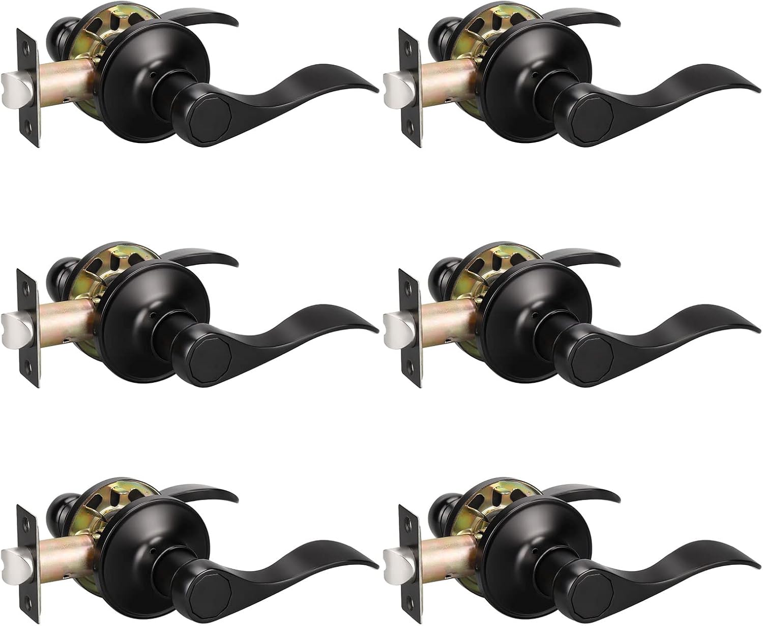 3 Pack Matte Black Passage Door Lever Handle Set B7014