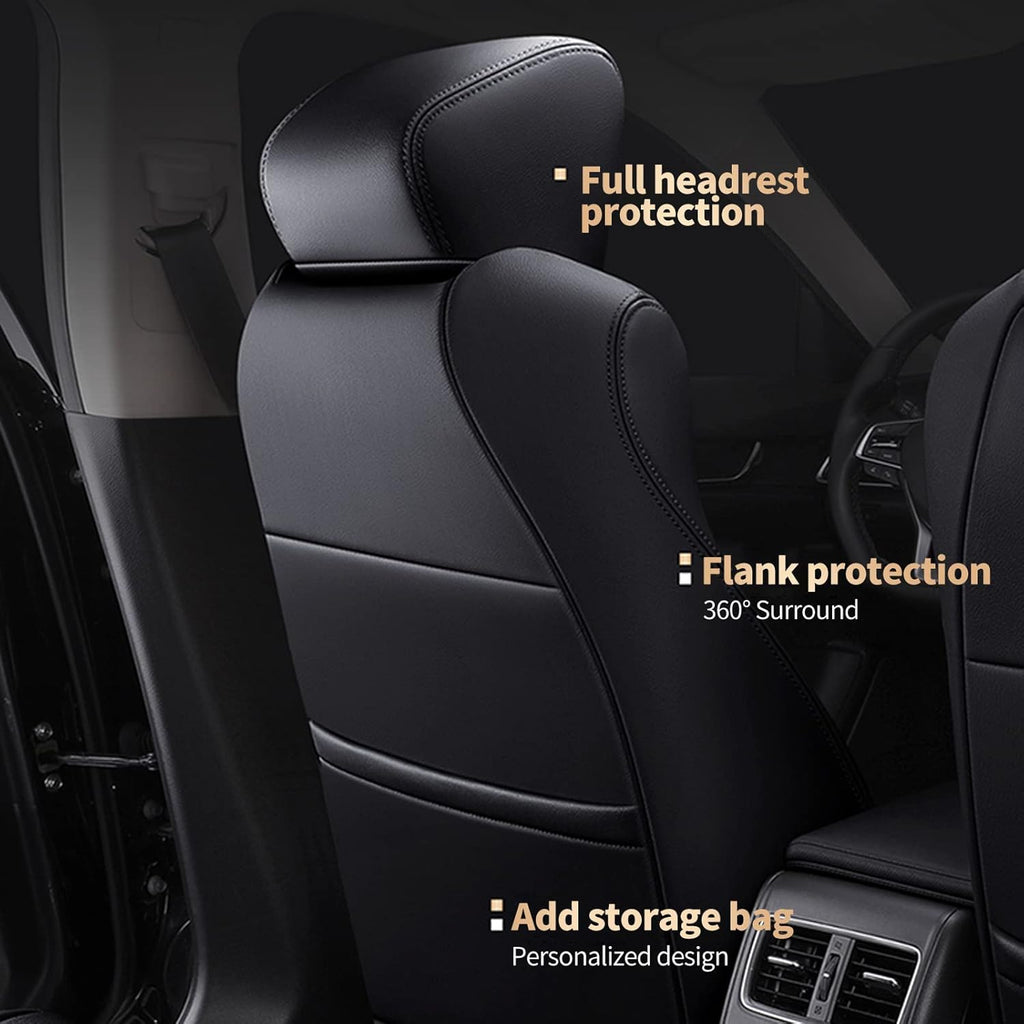 Faux Leather Car Seat Covers Full Set with Solid Folding Backrest J150