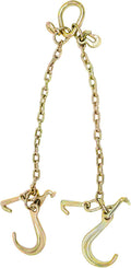 5/16'' x 3' G70 V-Chain Bridle with 8" Medium J Hooks, T-Hook & J-Hook with Grab Hooks, 4700 lbs WLL, Pack of 2 S720