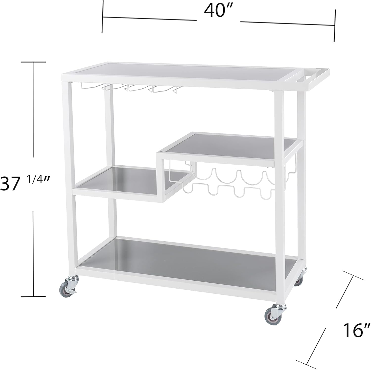 White Bar Cart with Wheels Q8528