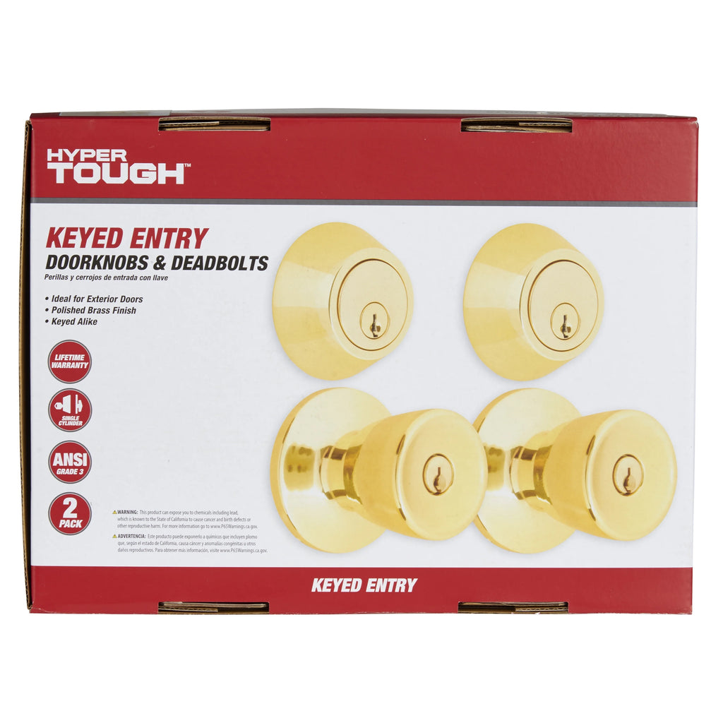 Polished Brass Tulip Doorknob and Deadbolt Combo Twin Pack G291