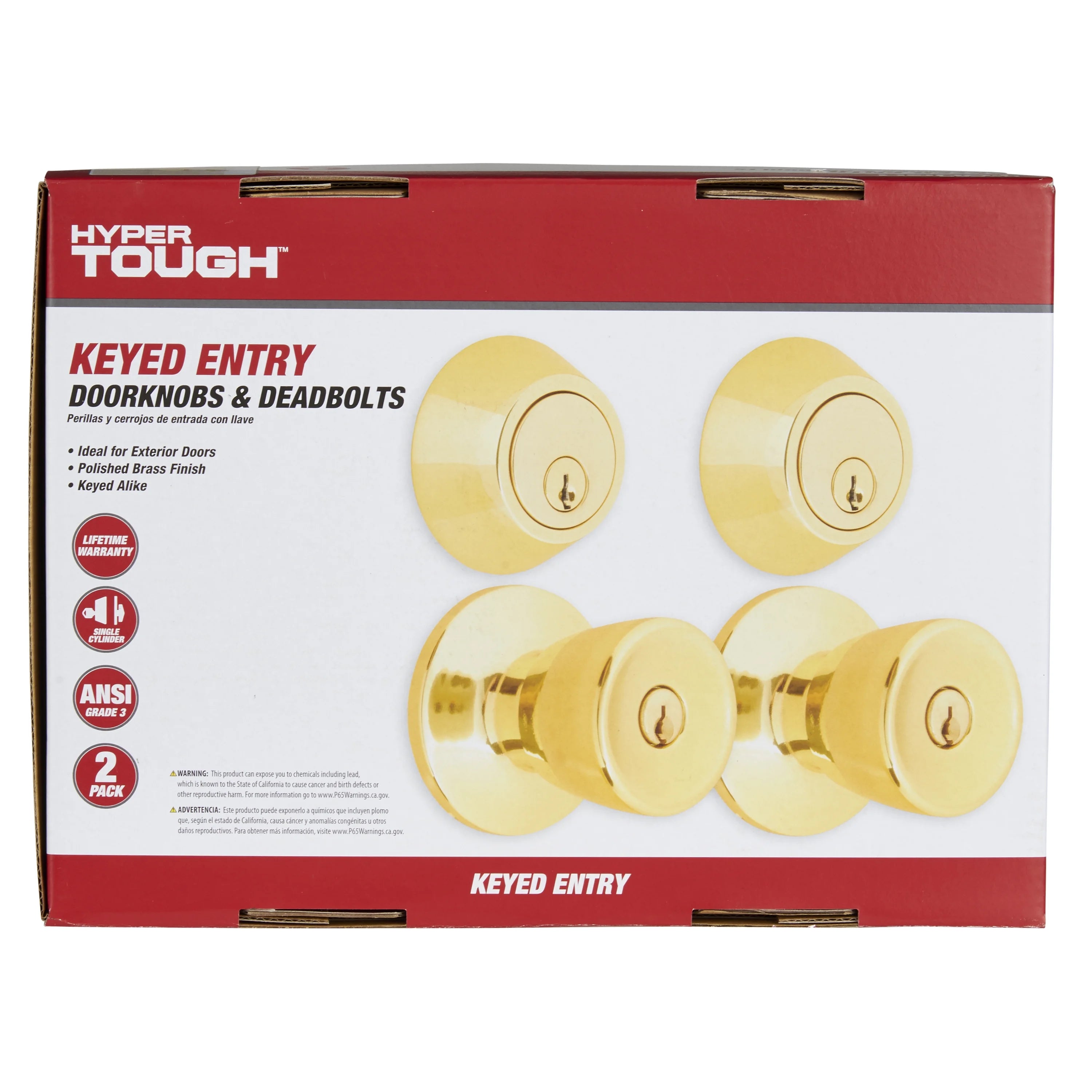 Polished Brass Tulip Doorknob and Deadbolt Combo Twin Pack G291
