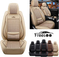 Beige 9 Leather Car Seat Covers Full Set B1898