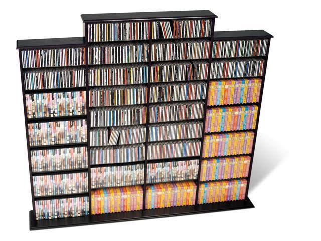 Black Double Floating Media Wall Storage Shelf K731971