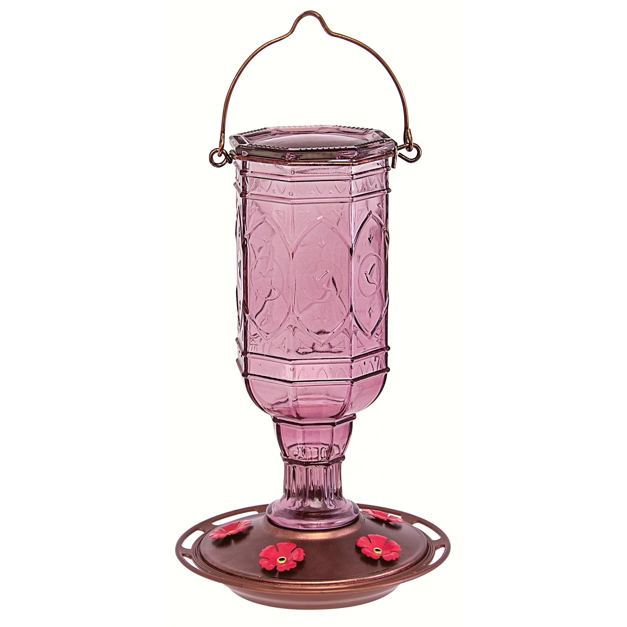 10" Antique Style Glass Bottle Hummingbird Feeder - 20 oz W58372