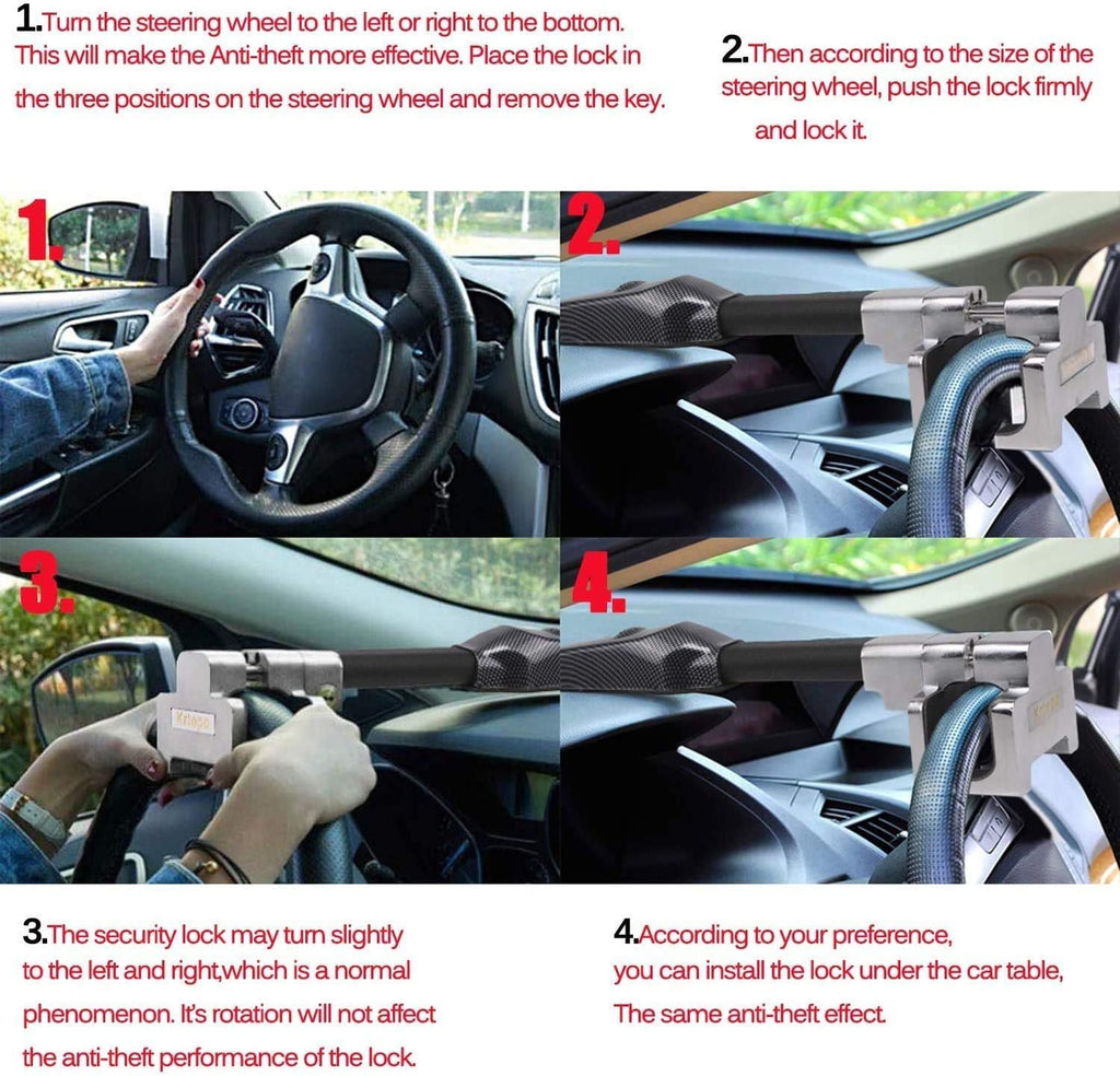 Retractable Steering Wheel Lock with Alarm H849