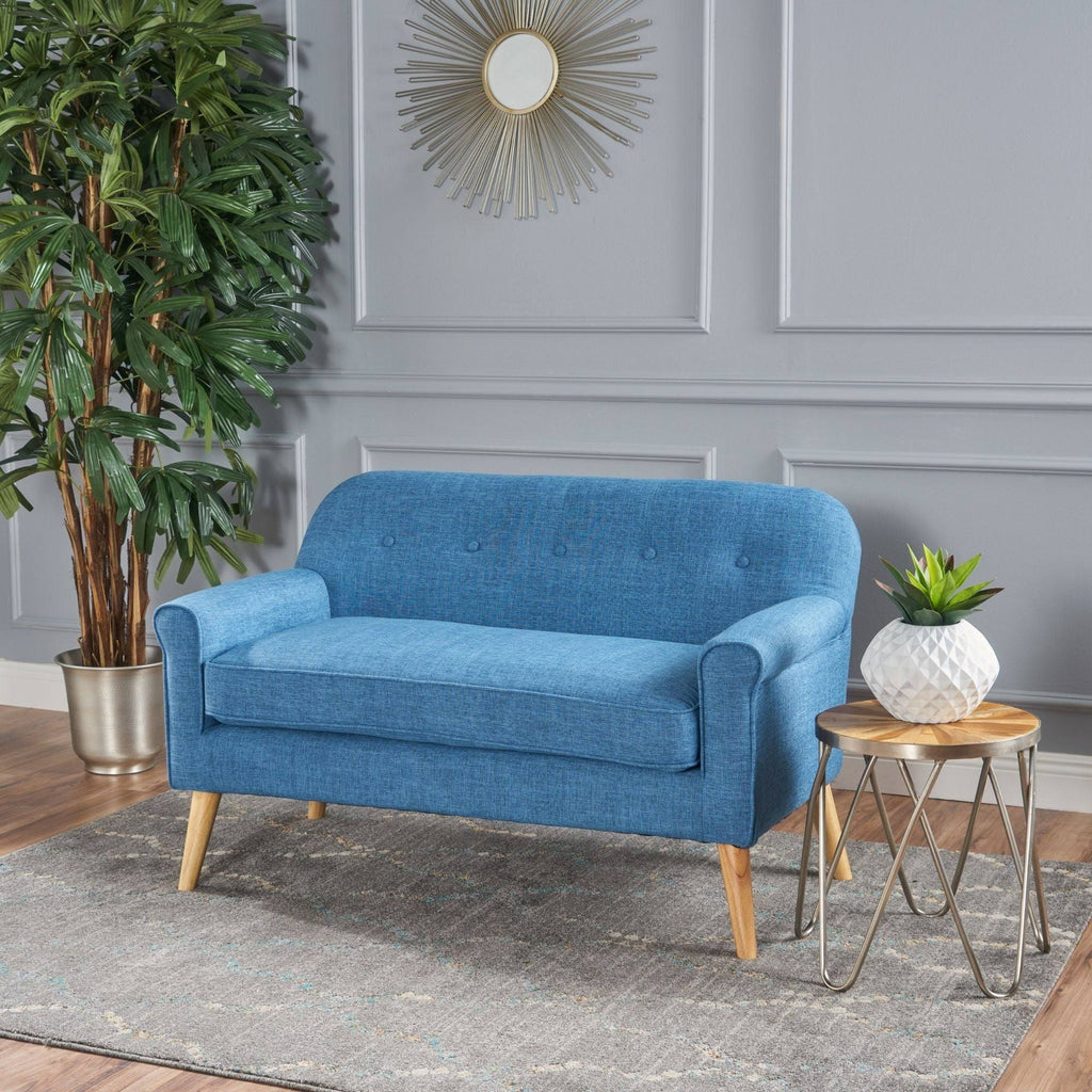 Blue and Brown Contemporary Rectangular Loveseat K921
