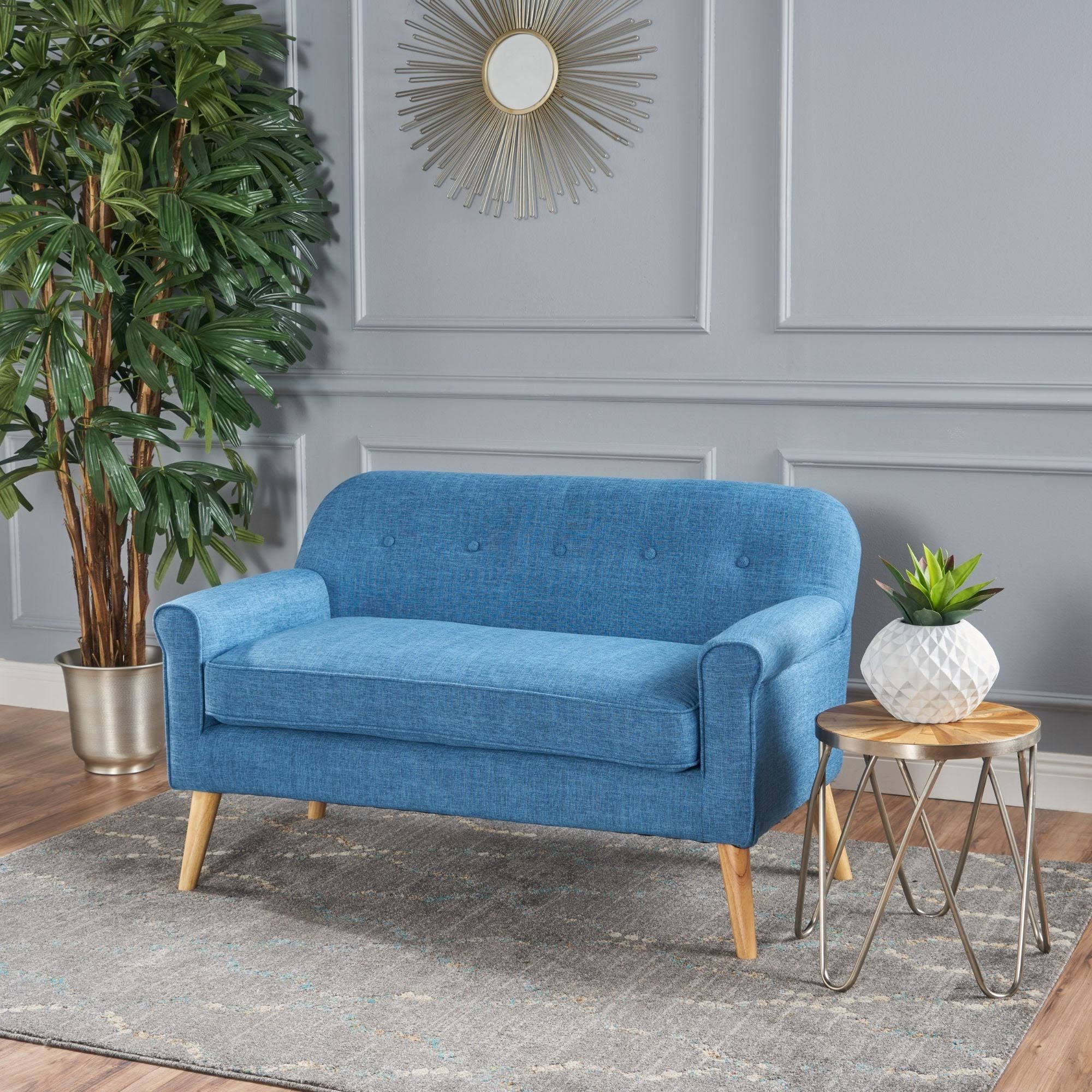 Blue and Brown Contemporary Rectangular Loveseat K921