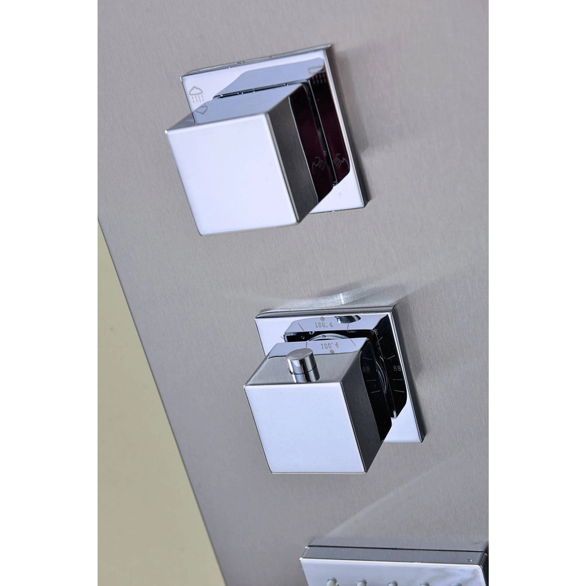 Brushed Steel 2-Jetted Shower Panel with Heavy Rain Shower and Spray Wand H90138