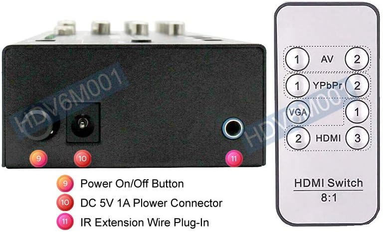 HDMI VGA Component YPbPr Composite RCA A/V to 1080p HDMI Converter Switcher X198