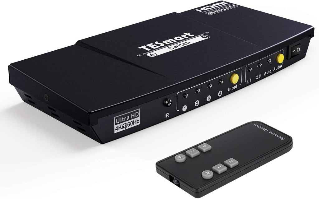 4x1 HDMI Switch Box 4K@60Hz 4:4:4 with S/PDIF and L/R Audio Output, IR Wireless Remote Control, Red, Pack of 2 B251428