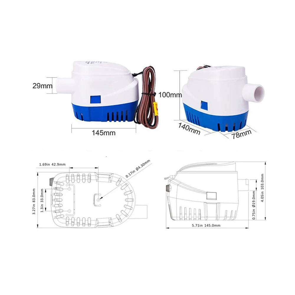 1100GPH Electric Submersible Boat Bilge Pump R770552