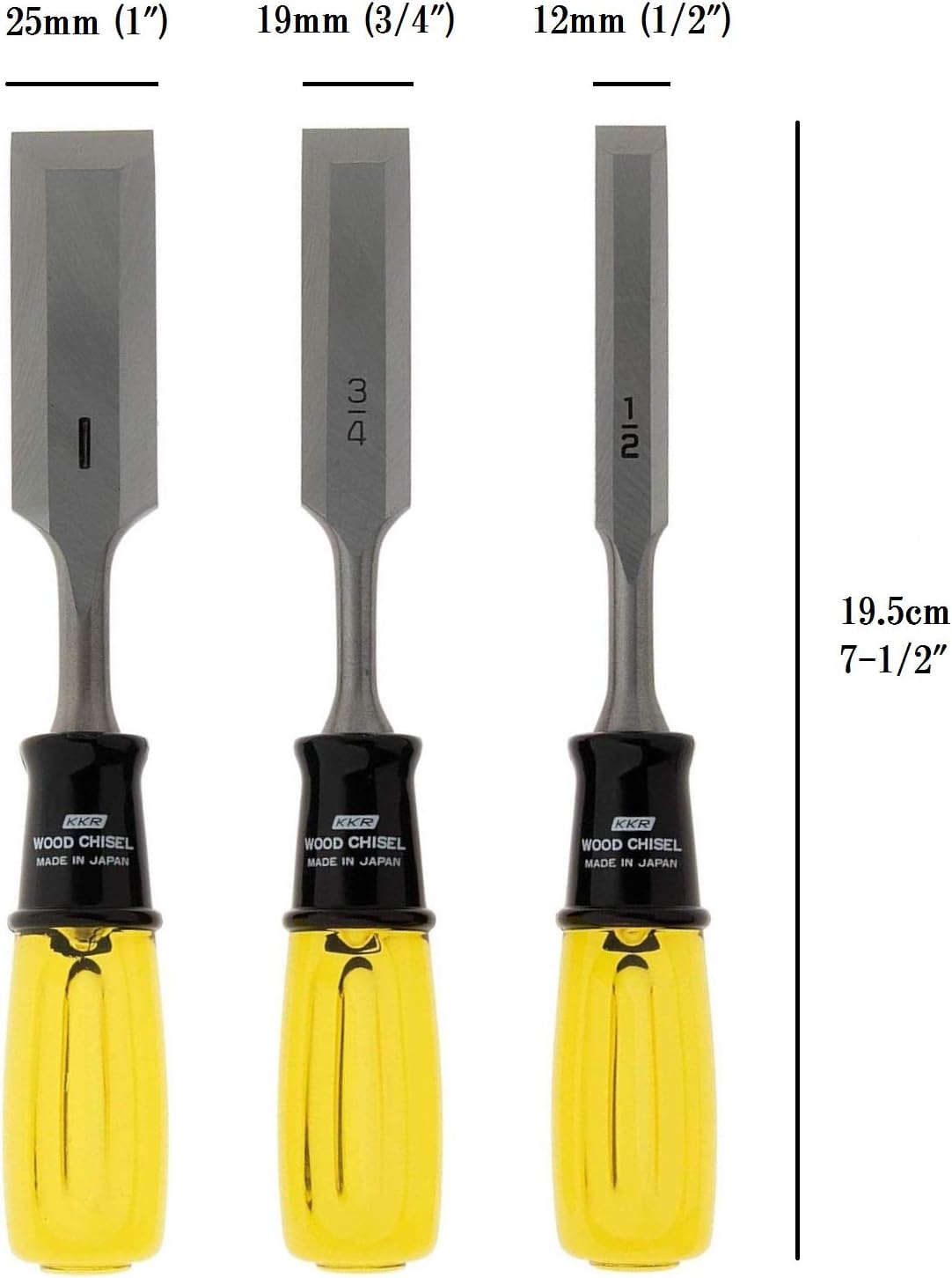 3-piece Japanese Steel Wood Chisel Set with Safety Cap H710768