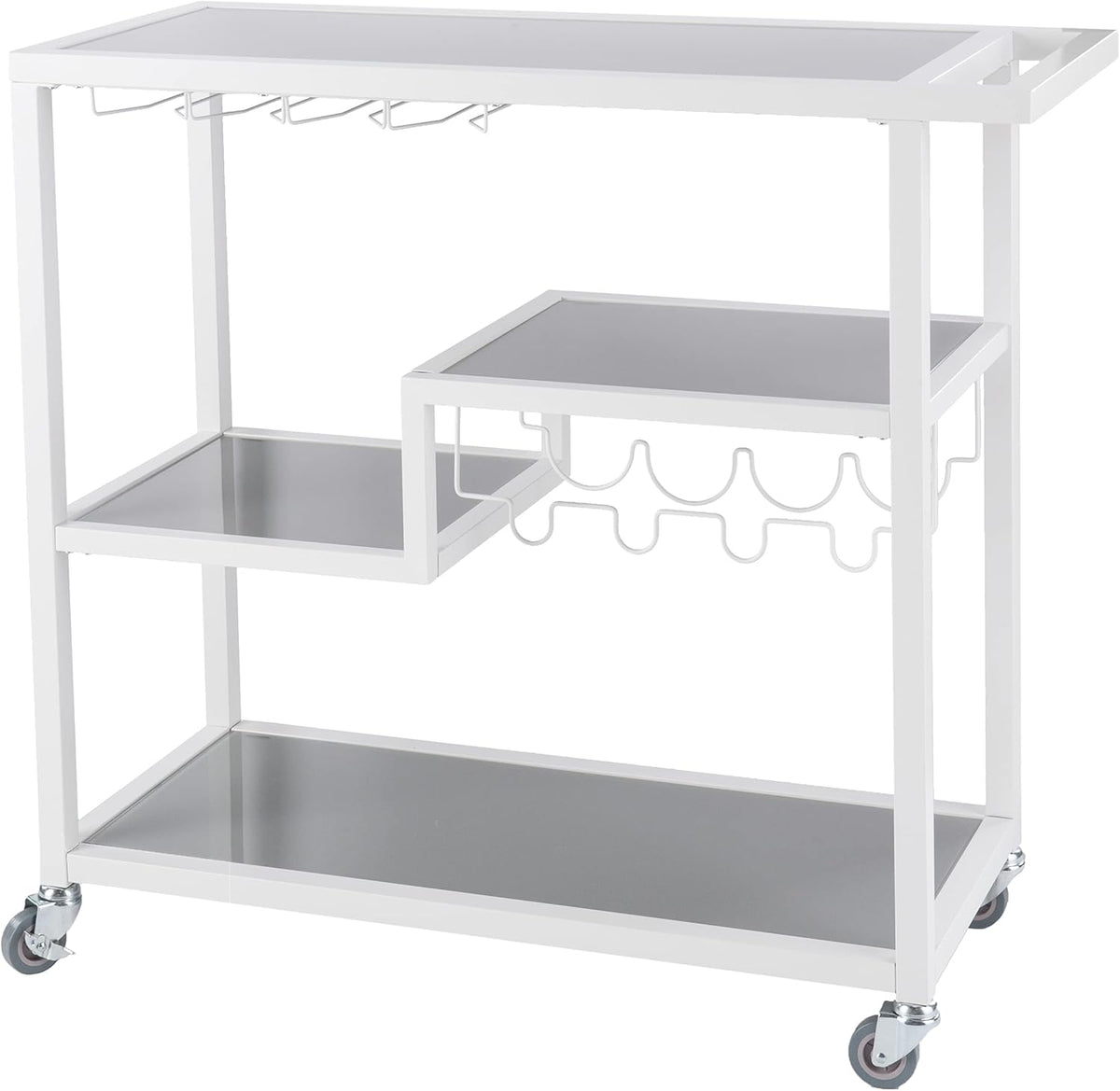 White Bar Cart with Wheels Q8528