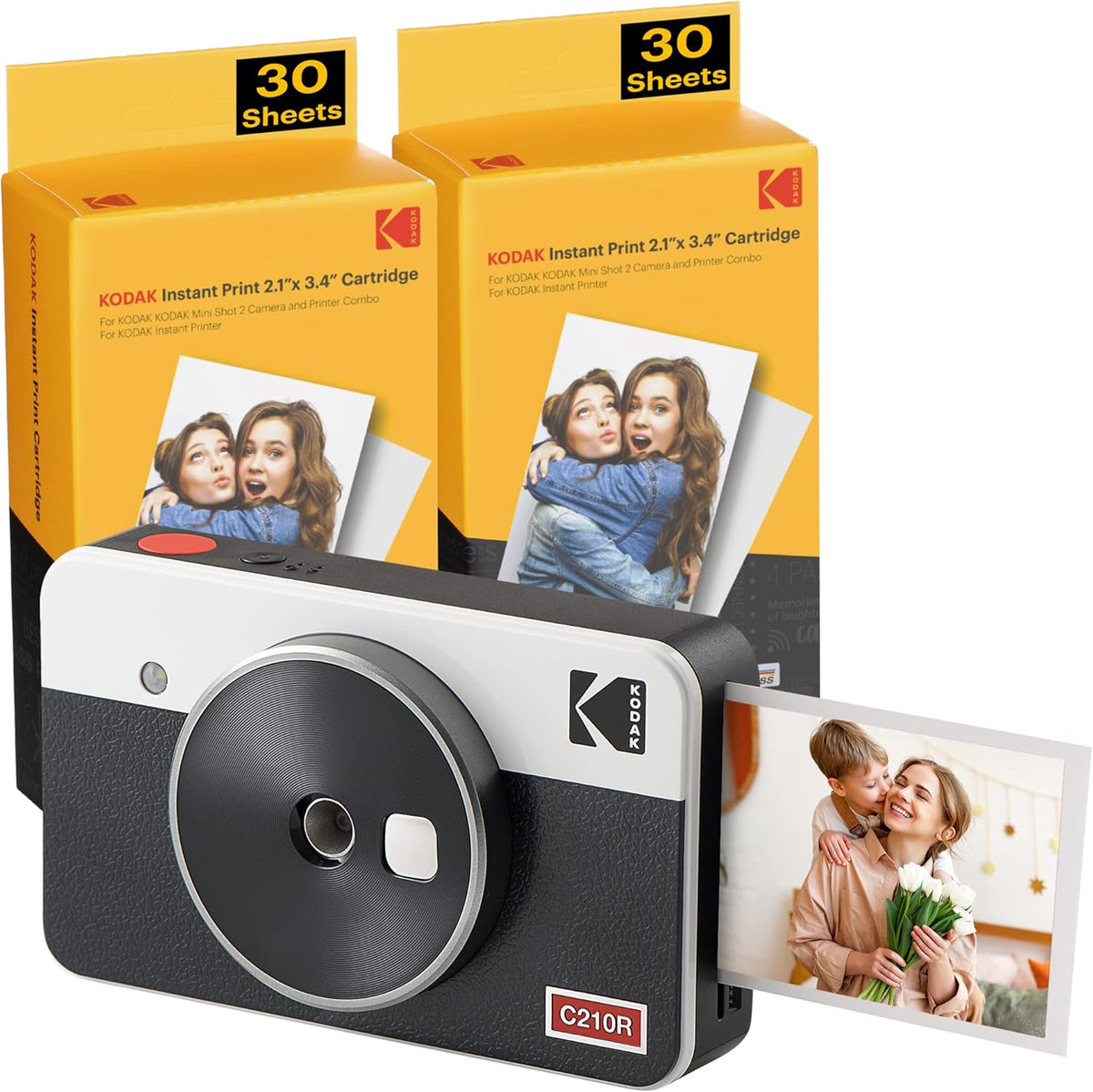 Portable Wireless Instant Camera & Photo Printer with 68-Sheet Bundle T747