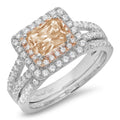 3.05 ct Emerald Cut Brown Champagne Simulated Diamond Ring Band Set Size 3.5 R260