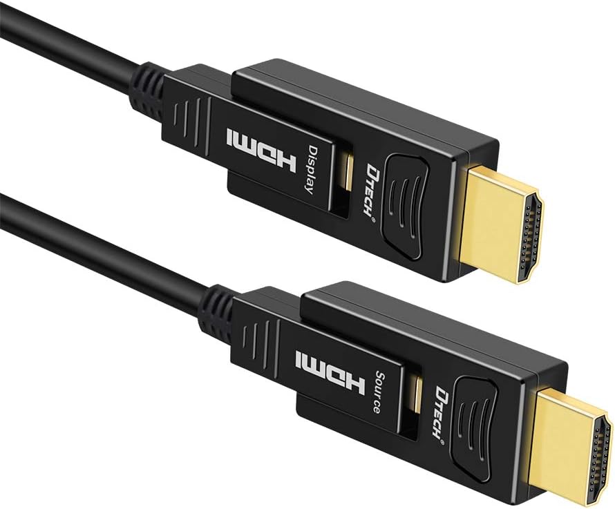 Fiber Optic HDMI Cable 100 Feet 4K 60Hz 18Gbps High Speed Ultra HD with Dual Micro HDMI and Standard HDMI Connector T719