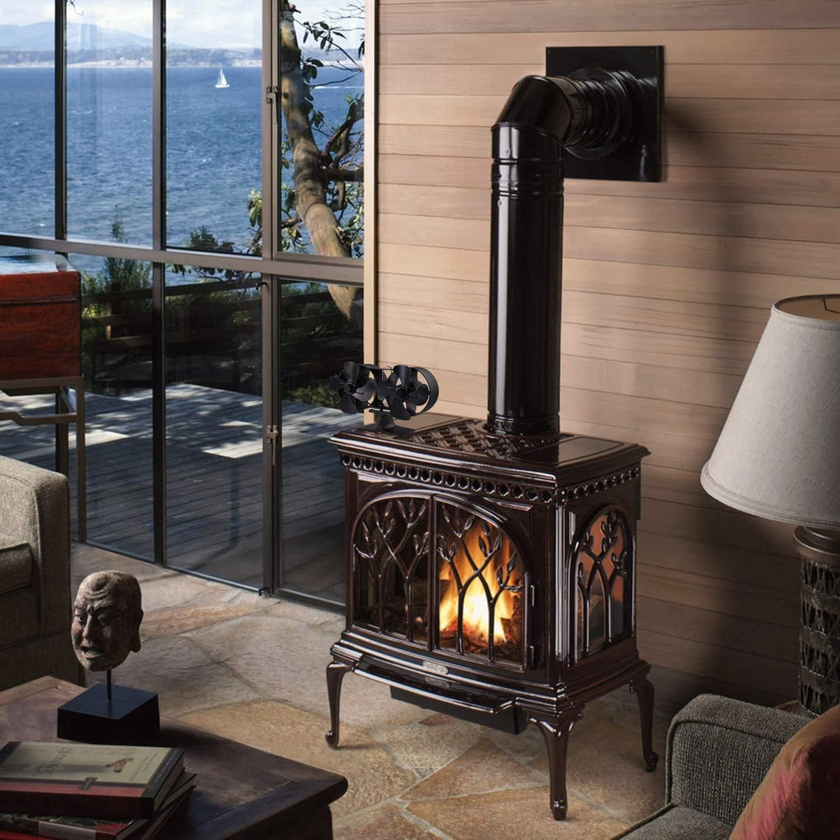 Wood Stove Fan with Thermometer Pack of 2 D260