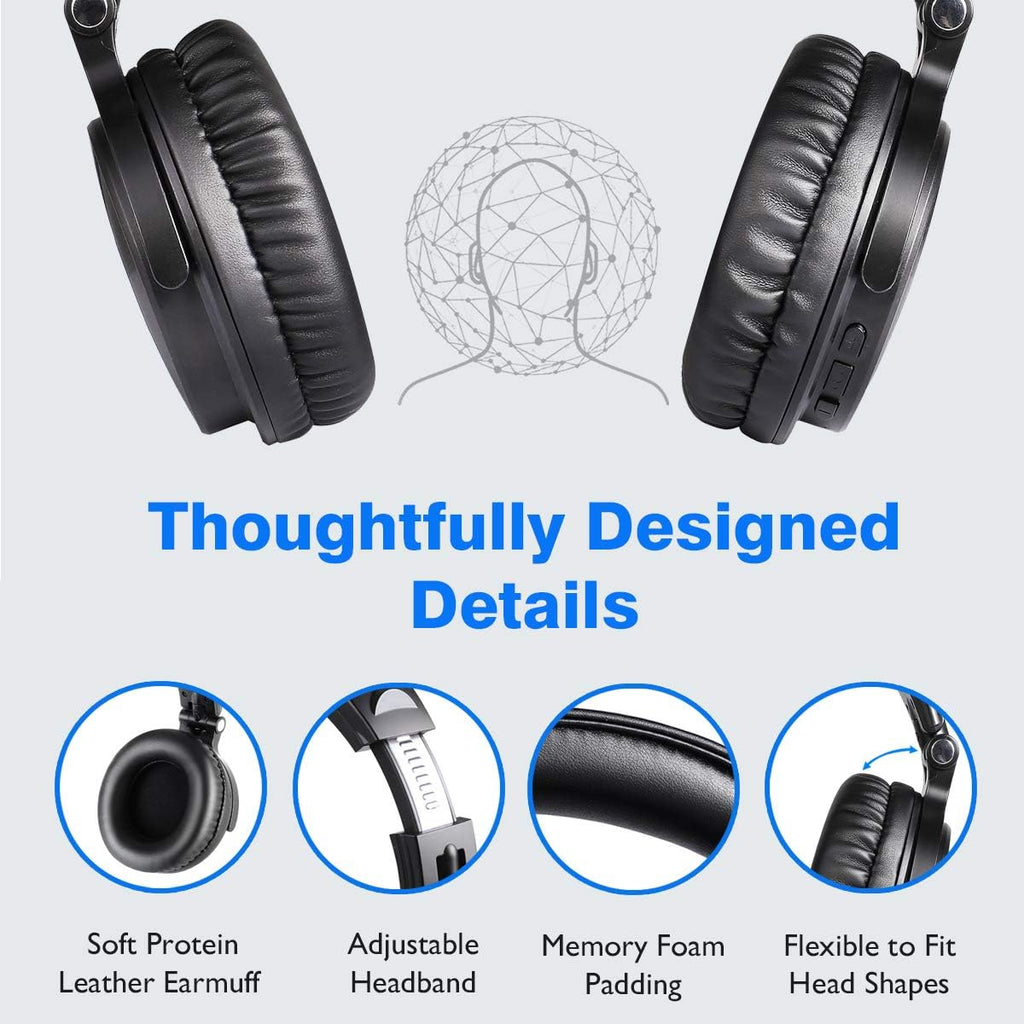 Pack of 2 Foldable Bluetooth Over Ear Headphones with 50mm Neodymium Drivers R305