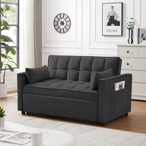 Pink Fabric Convertible Sleeper Sofa Bed with Toss Pillows F762107